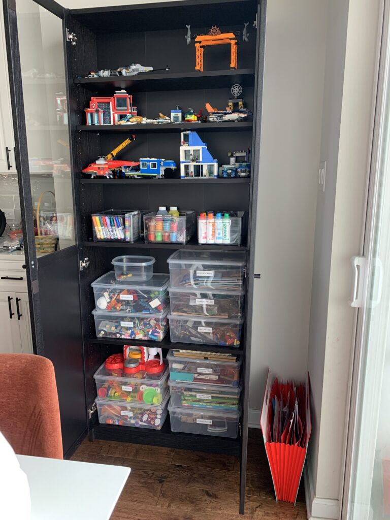 Labeled toy bins kids playroom organization Houston TX Wildely Organized