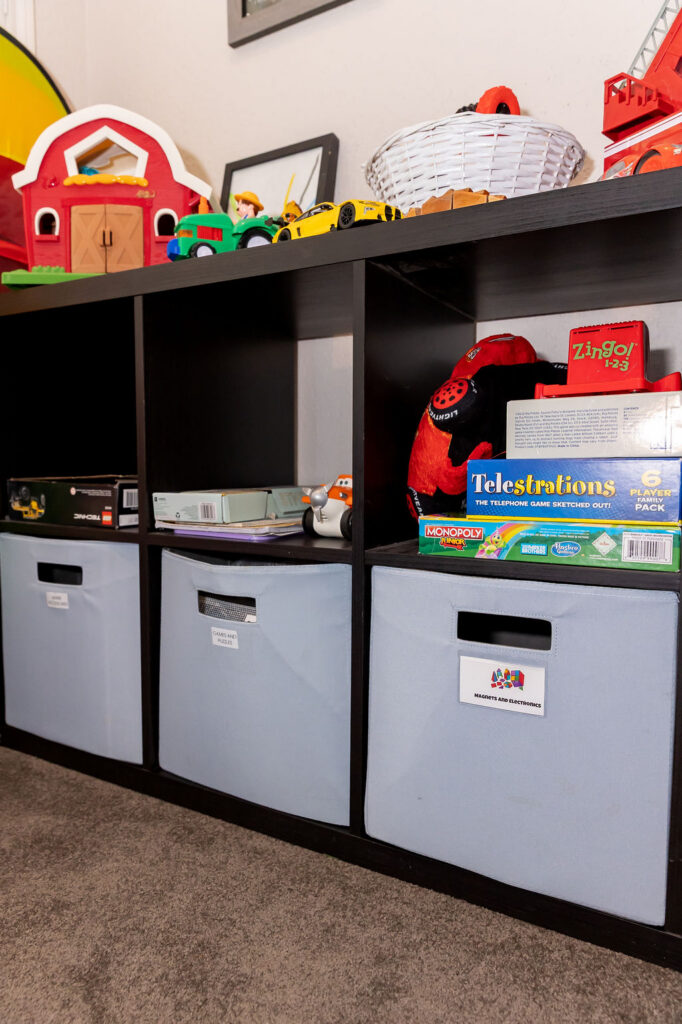 Finished playroom organization Houston TX by Wildely Organized, whole-family system