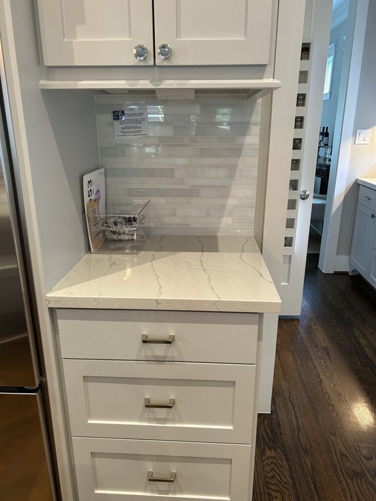 Jordan Wilde's own kitchen landing spot in her Houston TX home, organized by Wildely Organized